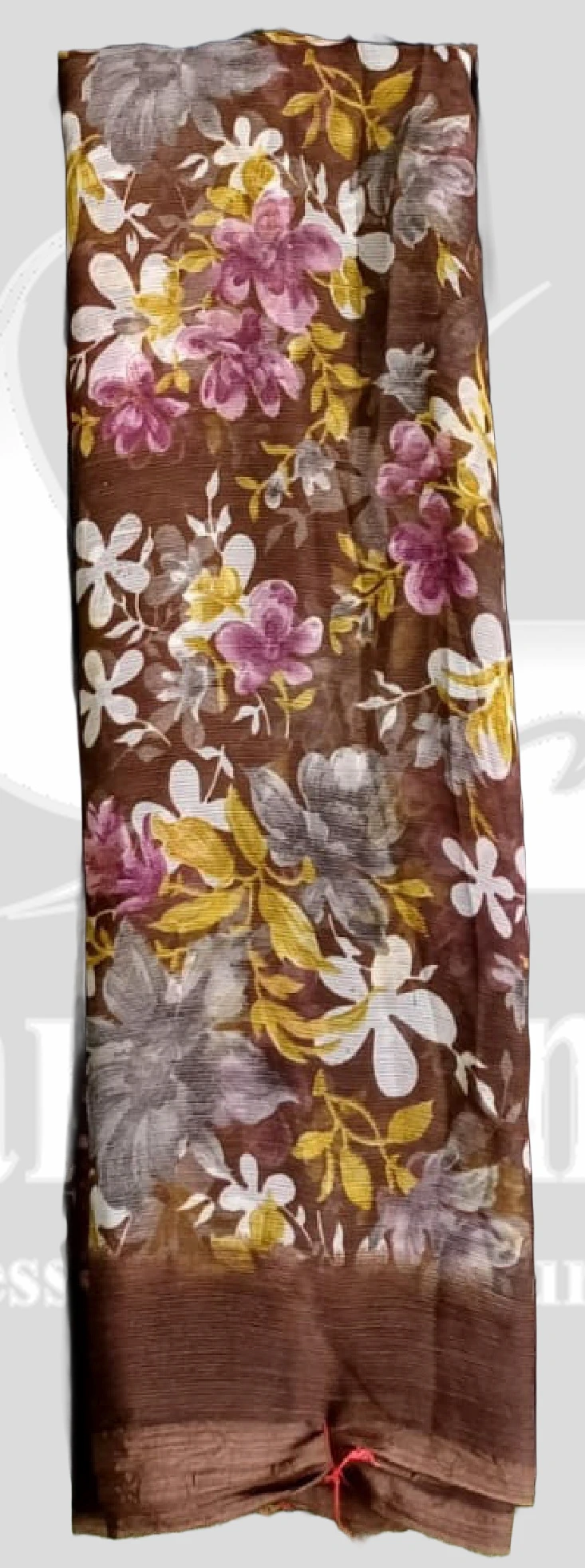 Chiffon Floral Printed Saree &ndash; SANGNI1204 &ndash; Coffee Brown Mix